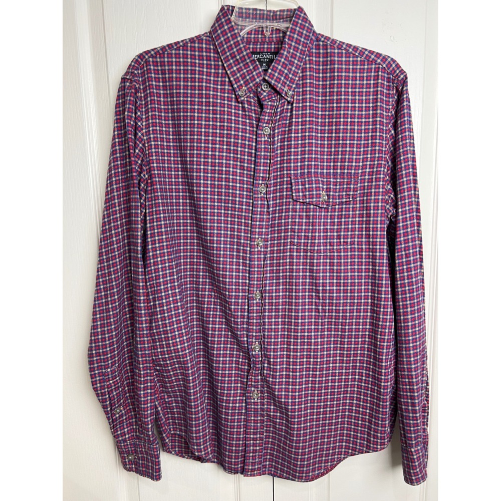 J Crew Mercantile Flex Plaid Flannel Shirt Men's‎ Size Medium LS Cotton B19